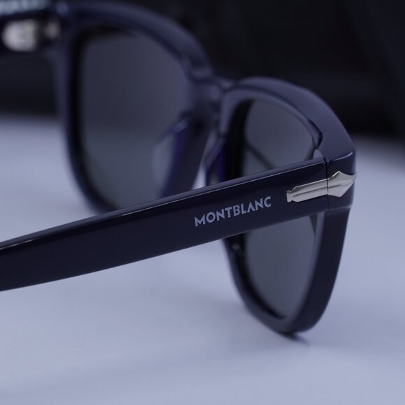 Montblanc MB0302S 004 Square Sunglasses - Blue/Grey - Picture 8 of 11